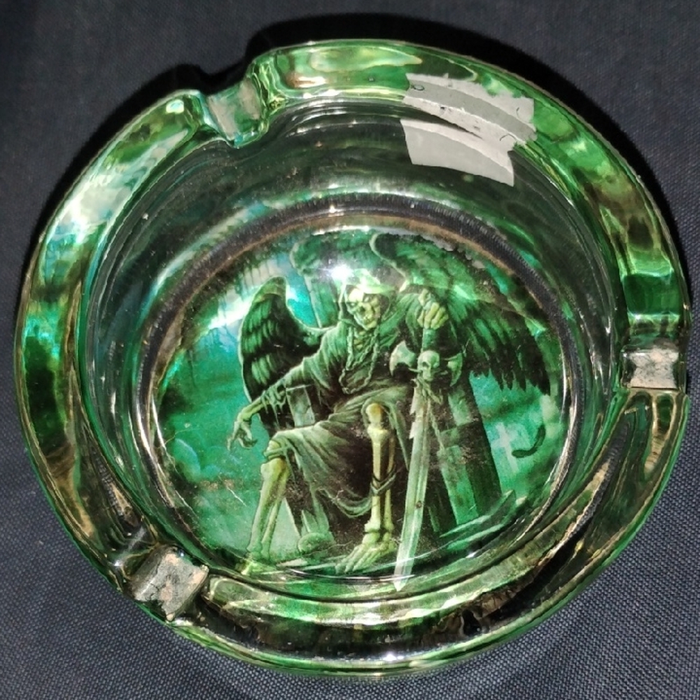 Mystical Green Grim Reaper Glass Art Piece